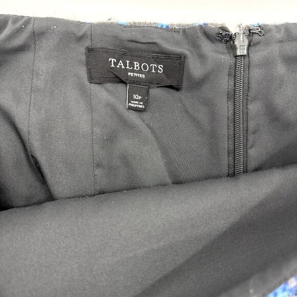 Talbots Skirt Knee Length Houndstooth Wool Blend Blue Lined Size 10P - Picture 4 of 9